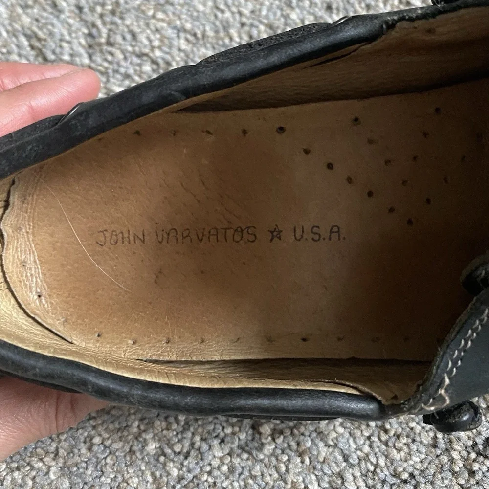 John Varvatos USA Boat Shoes Men 9.5 Brown Leather Loafers Laceless Slip On